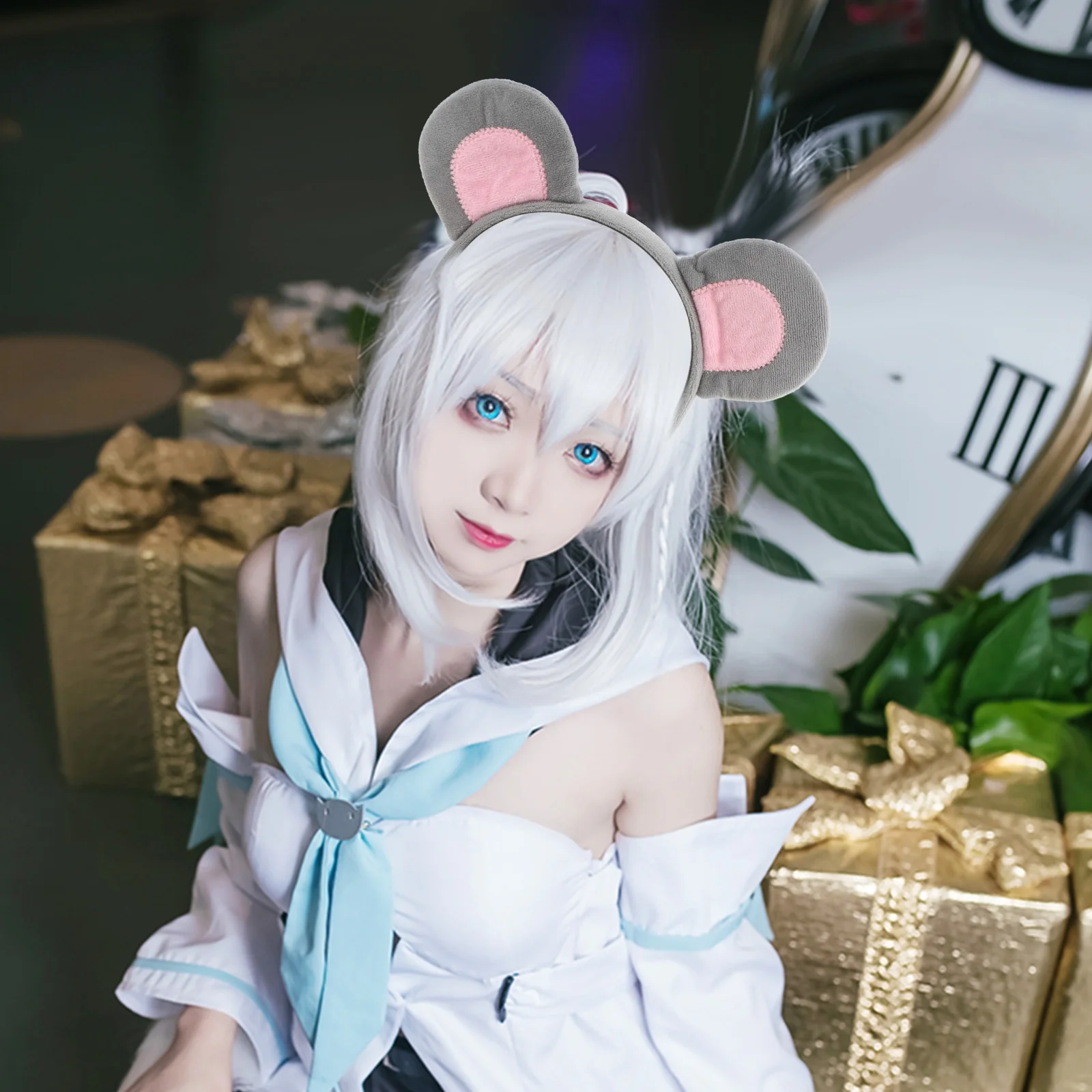 Muiskostuum Set Oren Hoofdband Neus Staart en Vlinderdas Dierenkostuum Kit Feestaccessoires voor Kid Halloween Kerst Cosplay