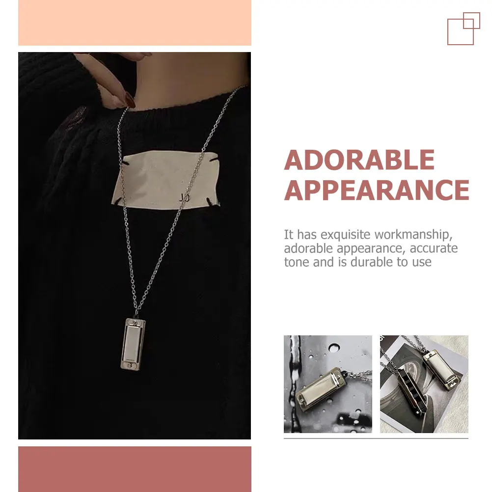 

2 Pcs Harmonica Necklace for Beginners Musical Instrument Kids Pendant Stainless Steel Mens Jewelry Women
