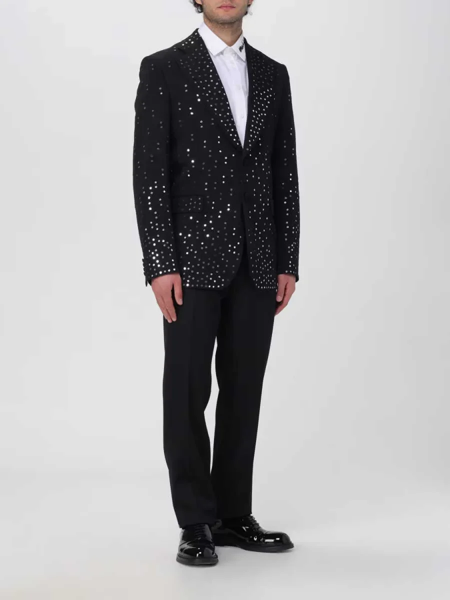 Shiny Men Suits Slim Fit 2 Piece Jacket Pants Notched Lapel Groom Wedding Tuxedos Male Prom Blazers Costume Homme Customized