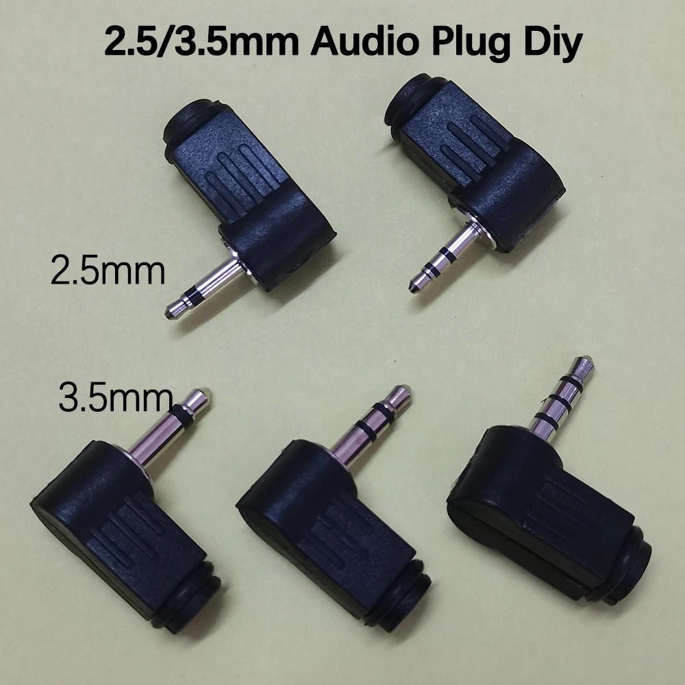 

2/5PCS 2.5mm 3.5mm Audio Male Plug 2.5 3.5 Jack 2/3/4 Sections Connector For Microphone Headphone Audio Plug Stereo Angled Plug