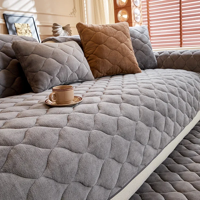 

Минималистичная современная молочная бархатная подушка для дивана, утолщенная осенью и зимой, противоскользящий чехол для дивана, тканевый кожаный бархатный коврик для дивана