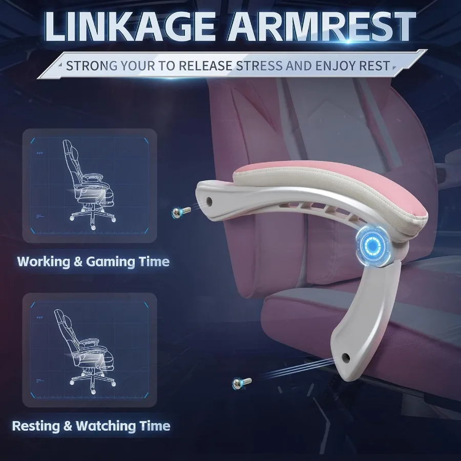 كراسي ألعاب الفيديو للبالغين كرسي ألعاب مع مسند للقدمين كراسي ألعاب كبيرة وطويلة الظهر مع دعم قطني للتدليك 360 Sw