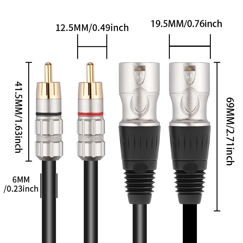 HIFI Stereo RCA Cable Stereo High-performance Premium Audio cable RCA to XLR Interconnect Male To Male Female Cable 1Pair