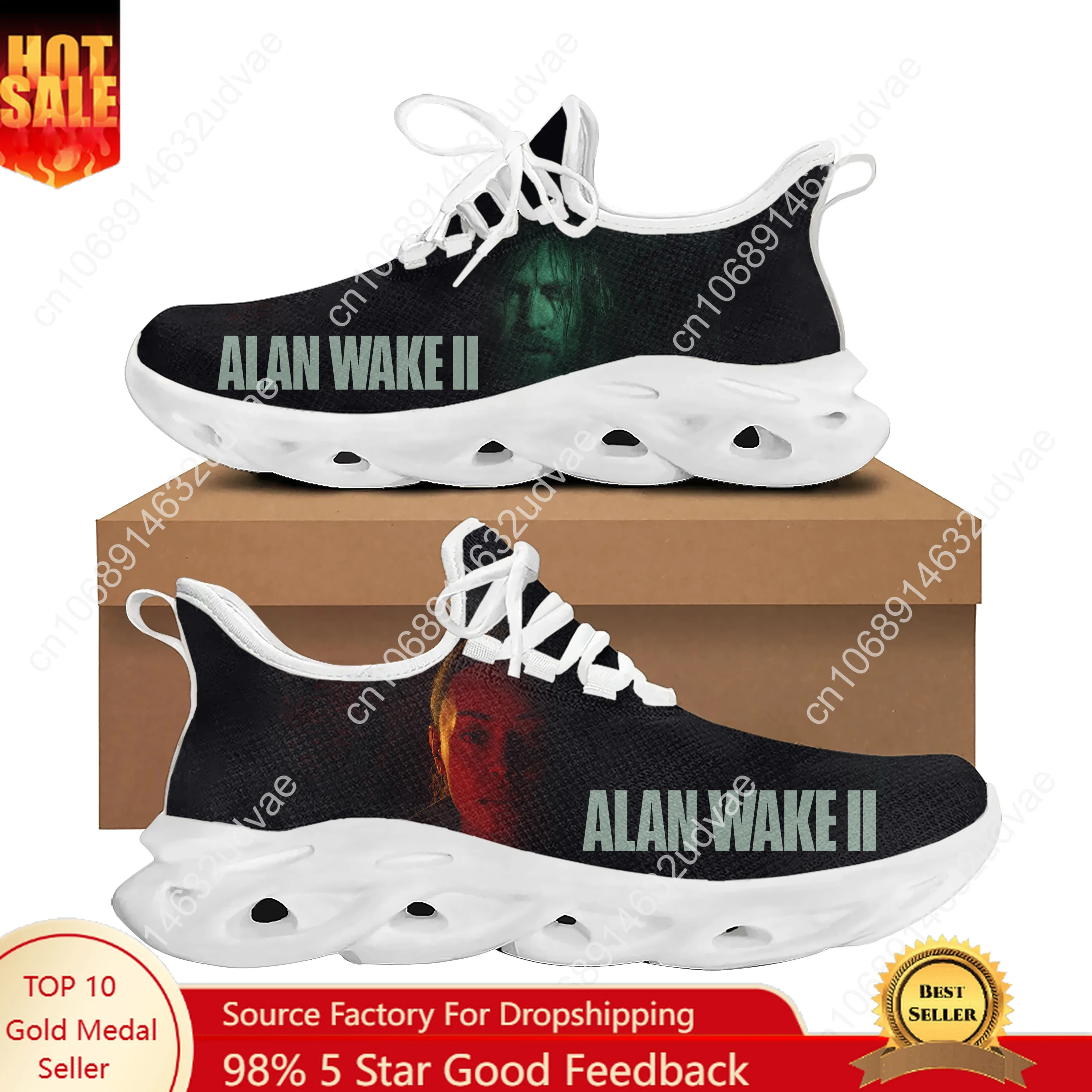 

Alan Wake 2 Flats Sneakers Mens Womens Teenager Sports Running Shoes High Quality Cowboy Cartoon Custom Lace Up Mesh Footwear