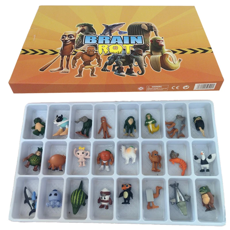 24 unids/set Tung tung Sahur Figuras ModelPVC italiano Brainrot Tun Tung Tung Sahur Figuras de acción regalo de cumpleaños regalo de Navidad