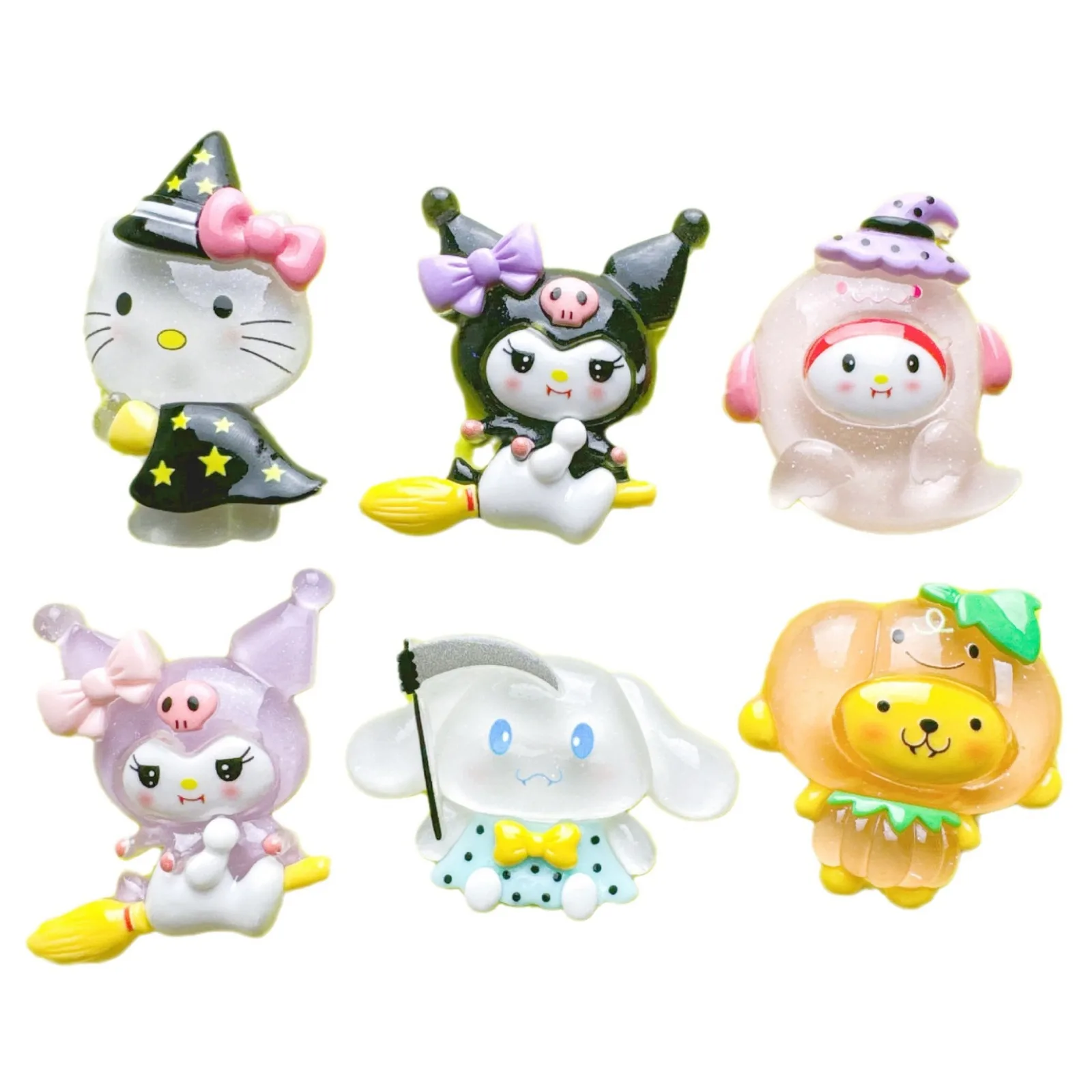 Miniso 만화 큰 카드 빛나는 할로윈 Sanrio 수지 액세서리 DIY 수제 헤어 클립 키 체인 장식품