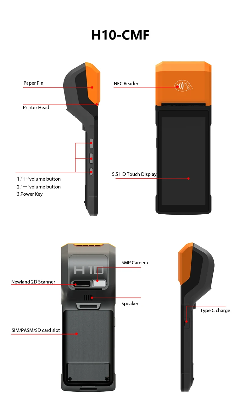 Terminal POS Layar Sentuh Genggam Android dengan Perangkat Lunak Terintegrasi