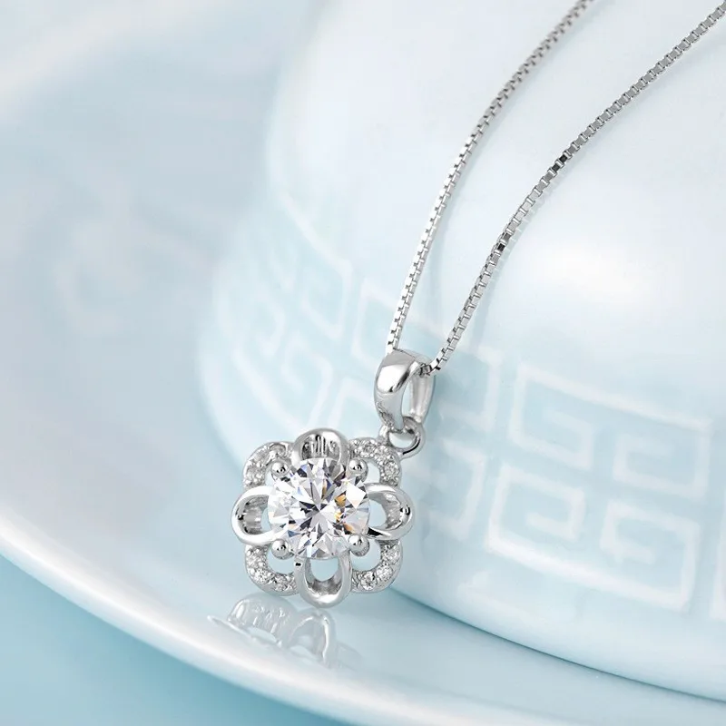 

Luxurious Pendant Necklace Charm CZ Flower 925 Sterling Silver Women Jewelry Wedding Anniversary Birthday Gifts Jewelry