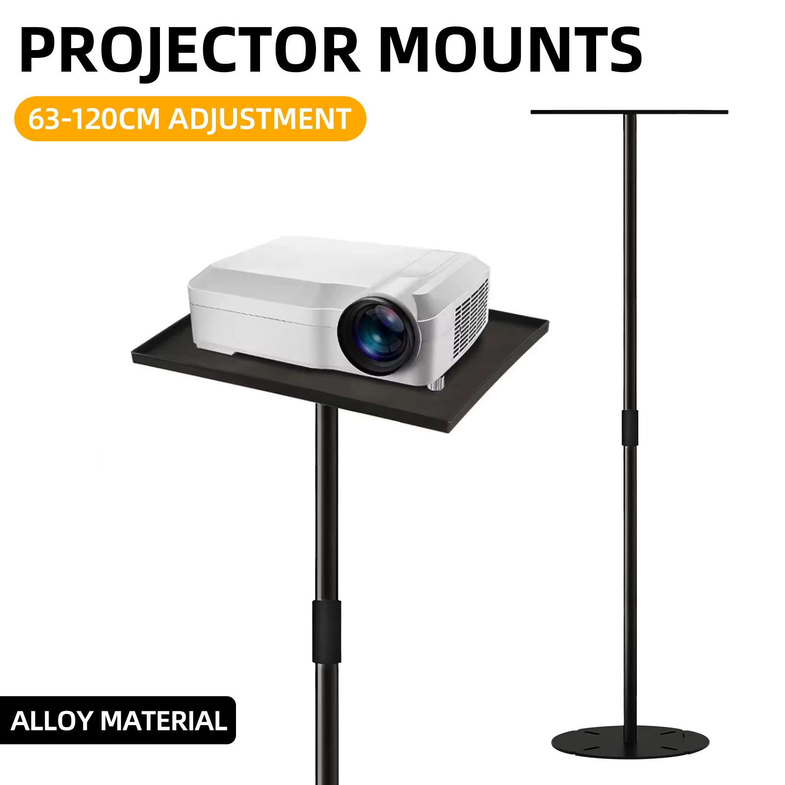 Универсальная подставка для проектора, штатив с регулируемой высотой 1,2 м и подносом, портативное металлическое основание для домашнего офиса проектора