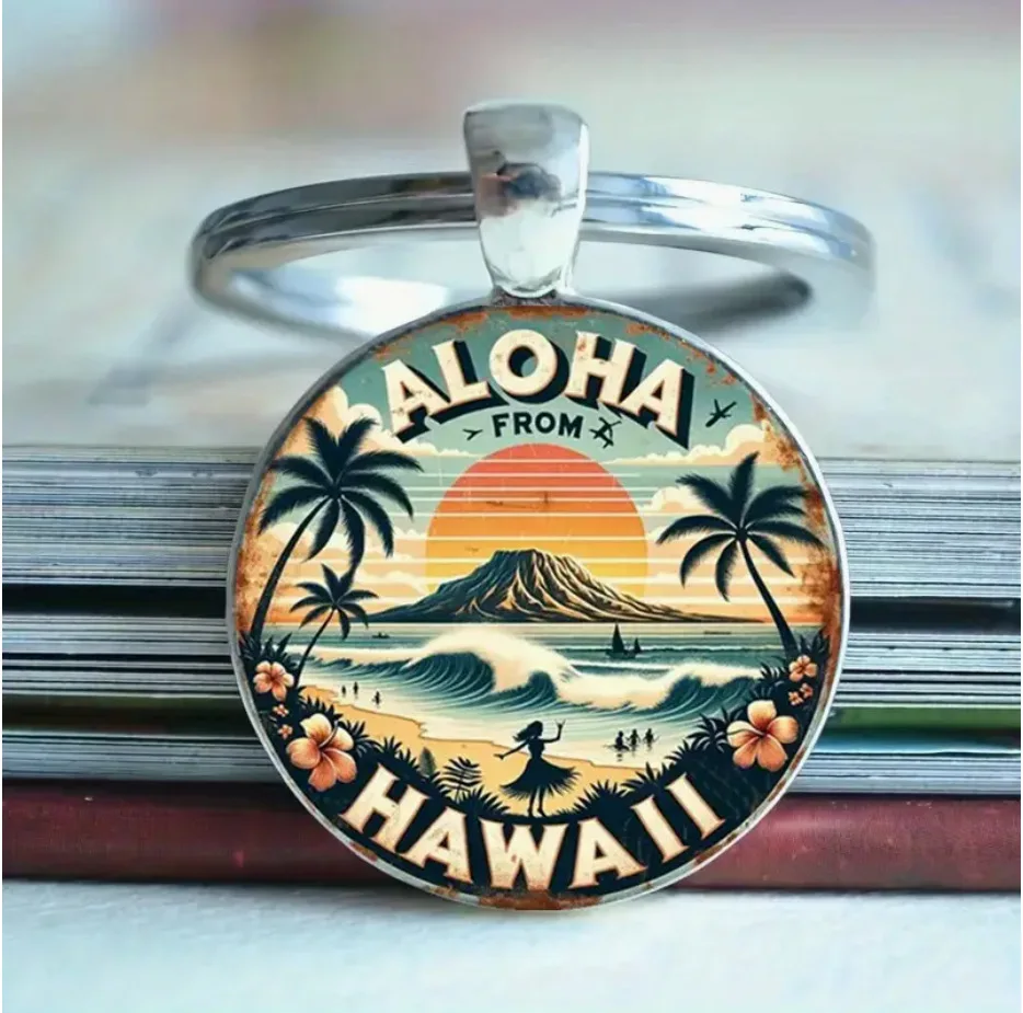 hawaii keychain Coconut Tree Shell Enamel Keychain Swimsuit Plant Summer Beach Key Ring For Women Men Friend Gift Handmade Jewel