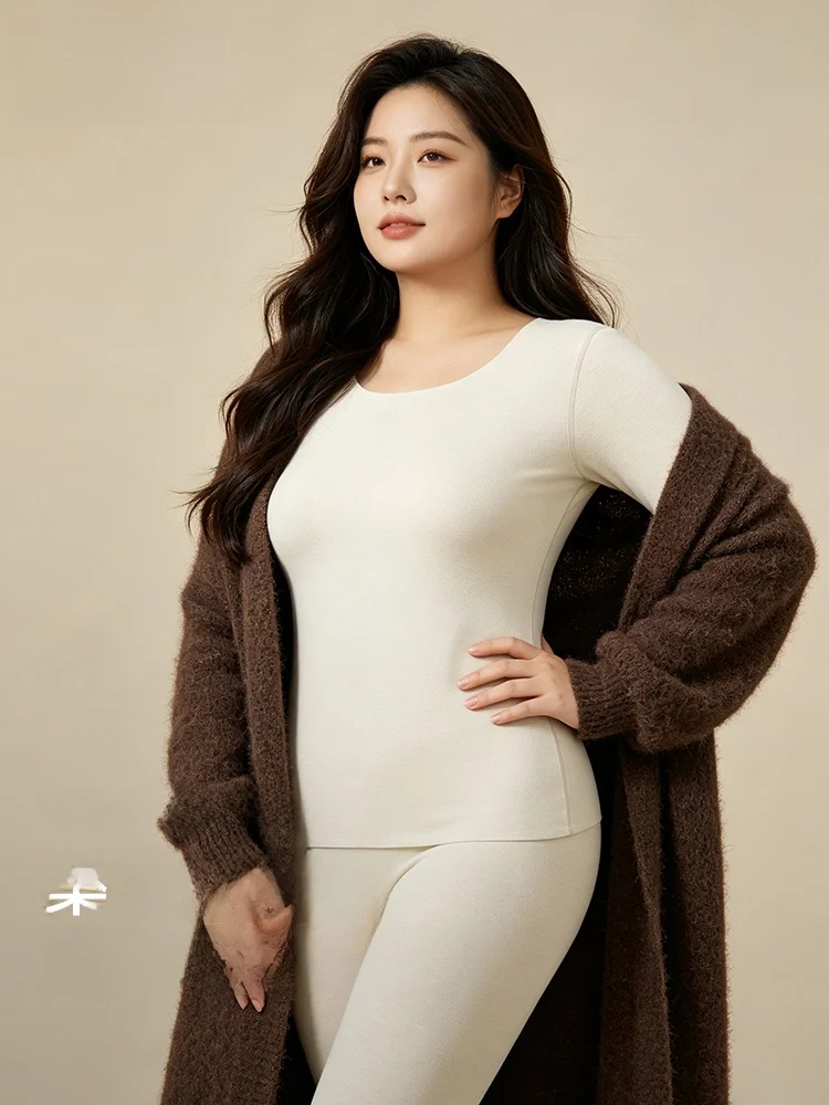 warmth-silk-wool-set-plus-size-women's-autumn-winter-inner-wear-200-pounds-seamless-thermal-underwear-pants-by-zailaiyi