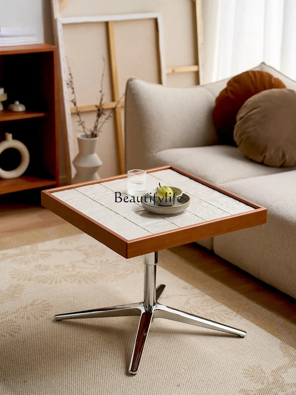 

ls 35Coffee table living room square stainless steel lifting coffee table