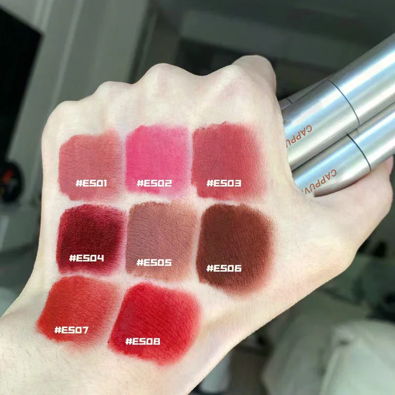 Mini tubo de prata único veludo fosco névoa brilho labial à prova dwaterproof água copo antiaderente lábio esmalte à prova de manchas não desbota batom líquido