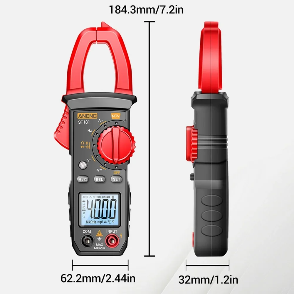 ANENG ST181 Cyfrowy miernik cęgowy DC/AC Prąd 4000 zliczeń Multimetr Amperomierz Tester napięcia Wzmacniacz samochodowy Hz Pojemność NCV Test Ohm