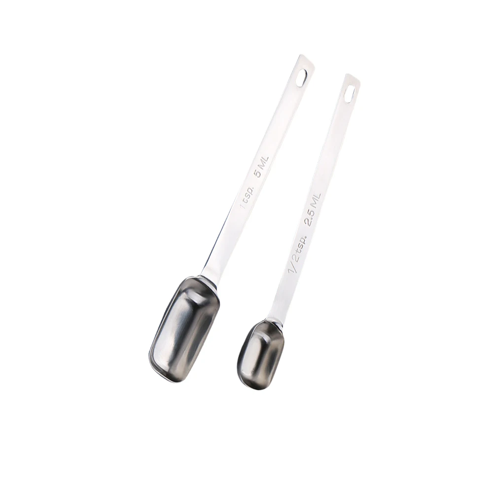 

2PCS Stainless Steel Measuring Spoon CorrosionResistant Cooking Measure Cup Professional Kitchen Tool Silver