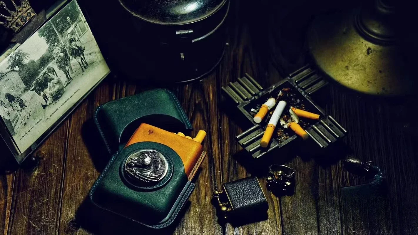 Cigarette case Imported vegetable tanned leather, hand-sewn boyfriend gift cigarette case