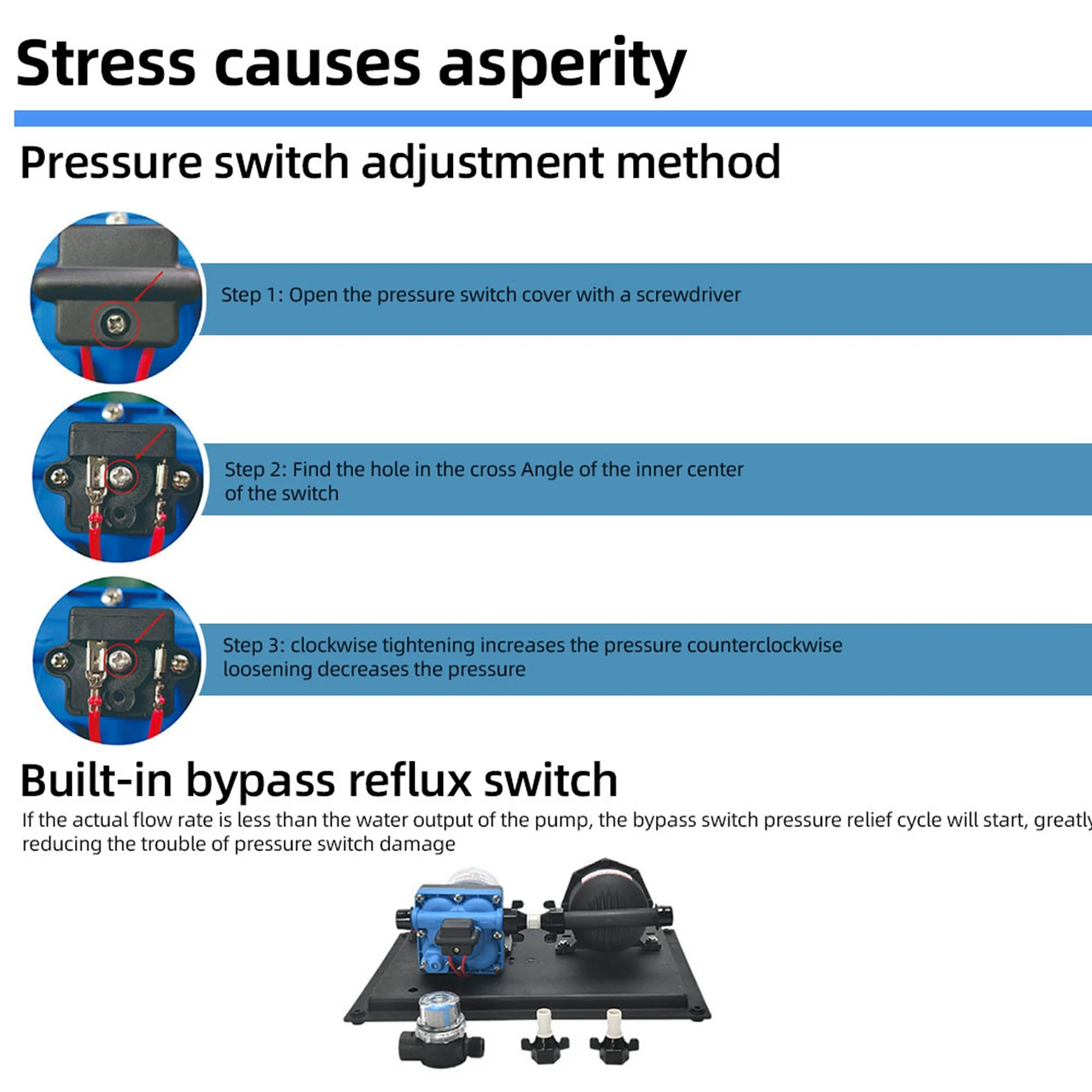 Pompe à eau RV DC 12V 3GPM 11,3l/Min 55PSI pompe à membrane d'eau douce intégrée sur demande pressostat avec réservoir de pression