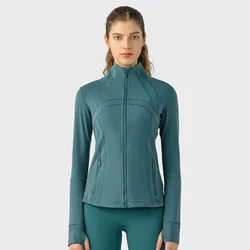 Women's Slim Fit Fitness Coat, Elastic Sports Coat, Zipper, Running,  Dress, Long Sleeve Top, New