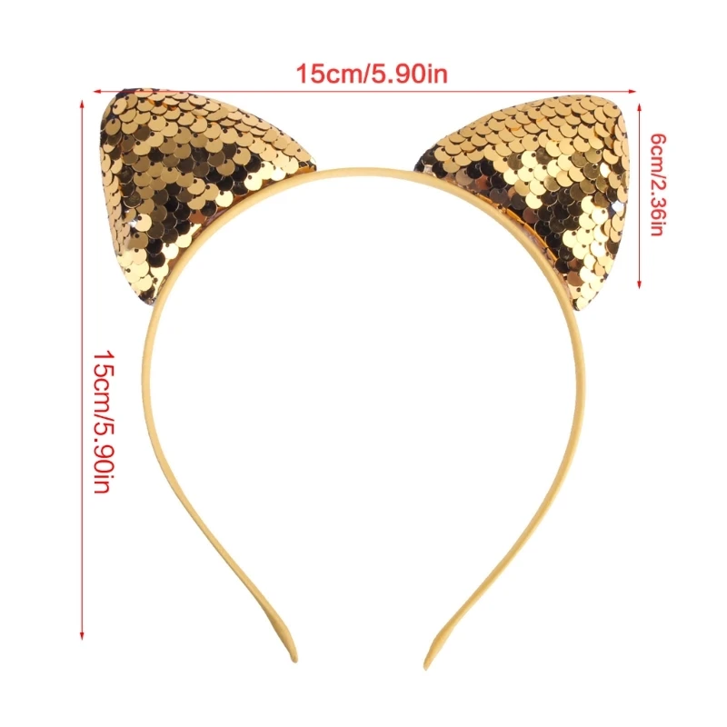 Simpai Rambut Payet Tali Rambut untuk Telinga Kucing Ikat Kepala Aksesoris Rambut untuk Festival Dropship