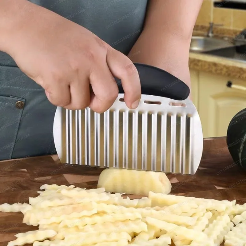 Wolf tooth stainless steel PP manual multi-functional potato knife wavy vegetable cutter fancy slicing mesh shredding