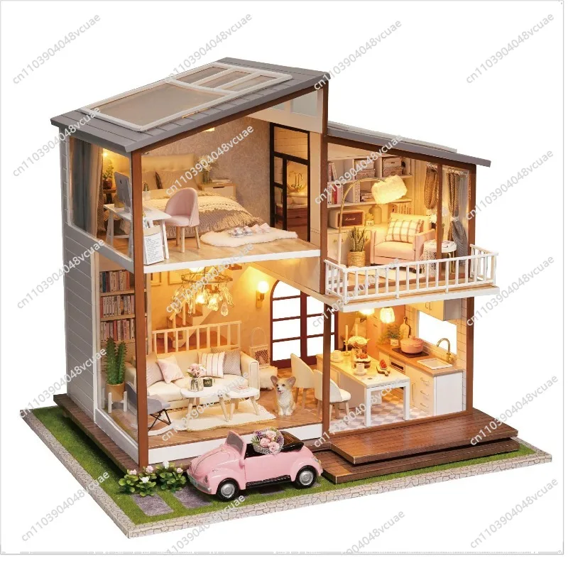 For Smart House DIY Cabin Slow Time Loft Villa Handmade Small House Model Creative Birthday Gift Female