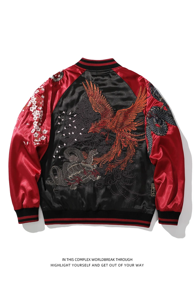 Fashionable Spring Autumn Machine Embroidery Men's Jacket Yokosuka Trendy Male Long-Sleeve Animal Pattern Zipper Jackets