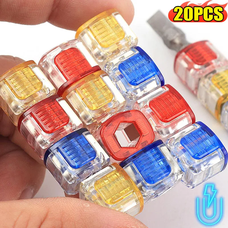 20/1pcs Mini Strong Magnetizer Electric Screwdriver Drill Bits Color Magnetic Coil Powerful Magnet Rings Demagnetization Tools