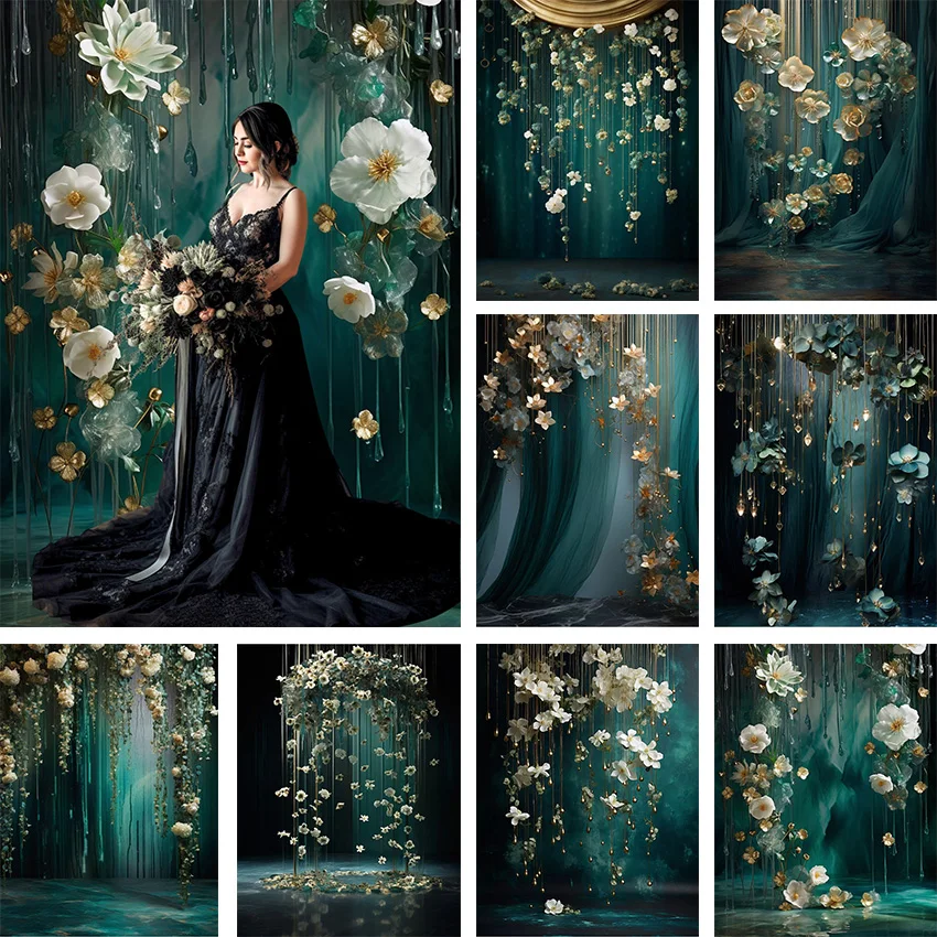 Mehofond Photography Background Emerald Floral Texture Wall Adult Birthday Wedding Maternity Portrait Decor Backdrop Photo Studi