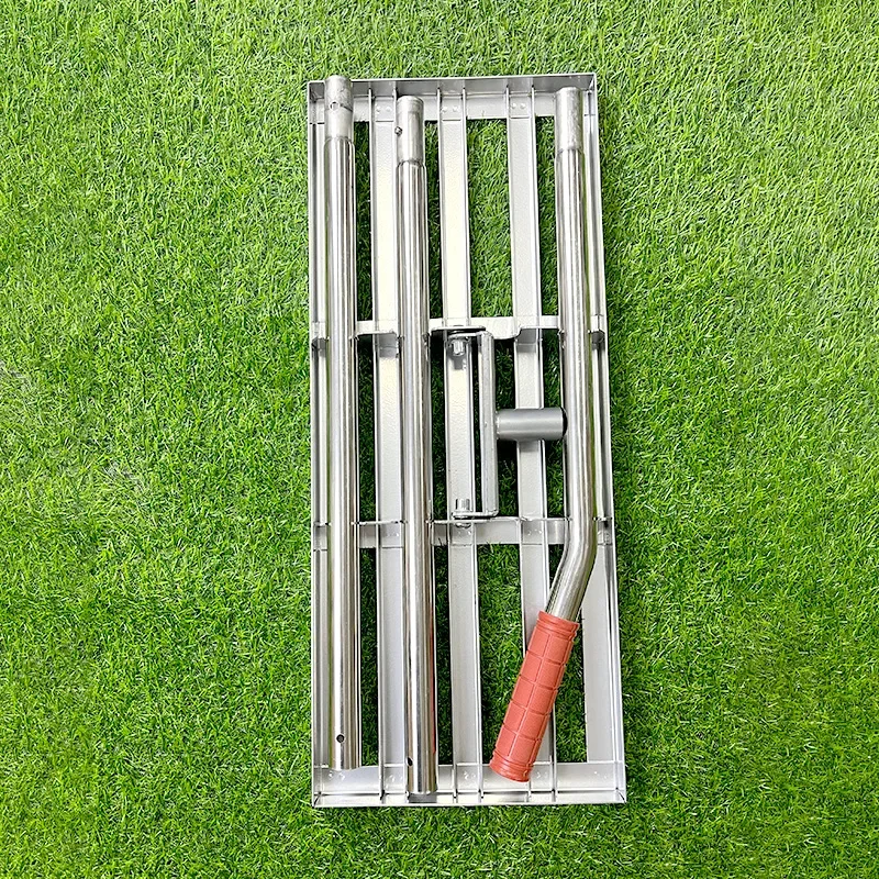 Stainless steel camping thickened grader push rod camping lawn leveling rake carry beach leveler