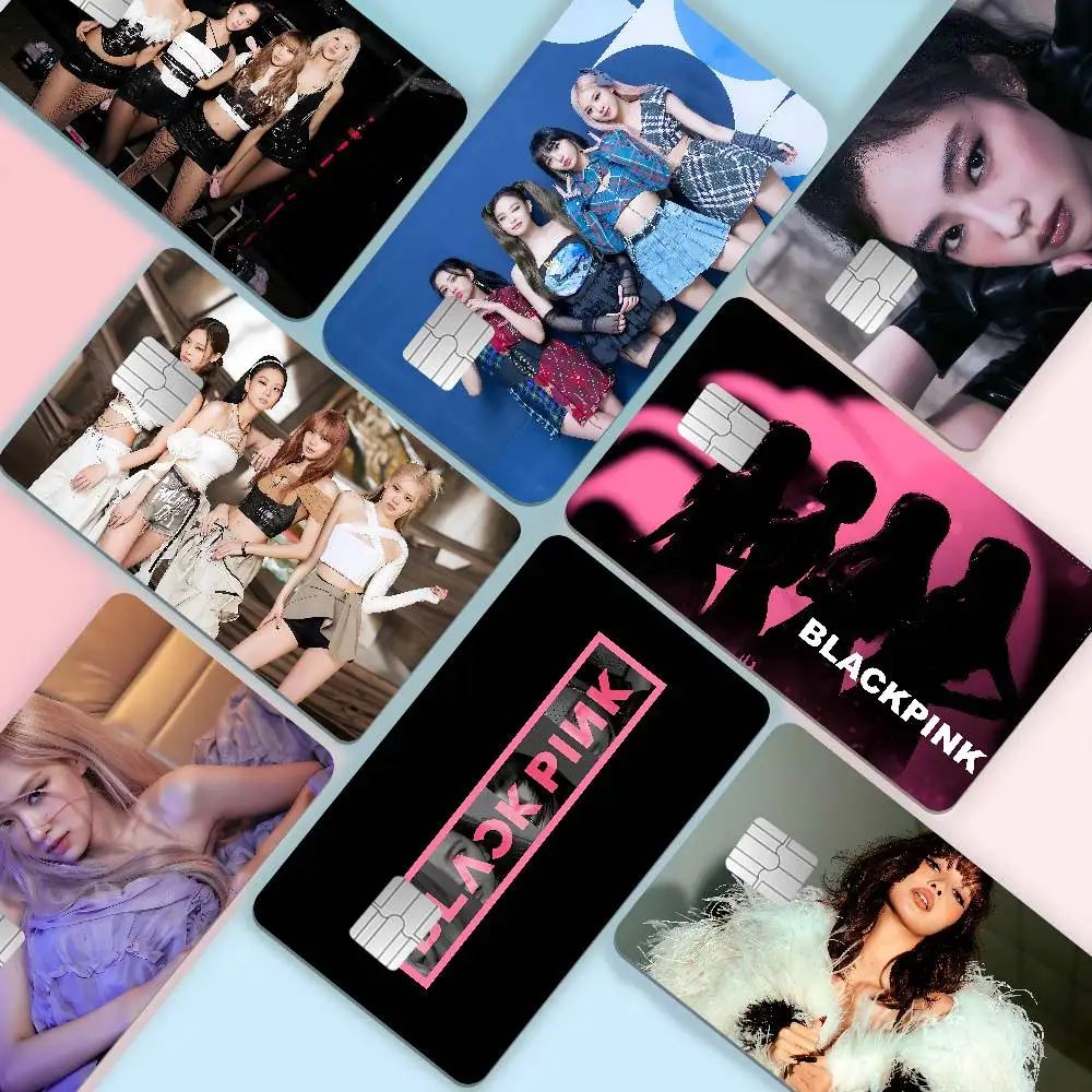 Popular K-pop B-Black Groups Pinkes Anime Front Cover Film Sticker Skin for Credit Debit Card Small Large Chip