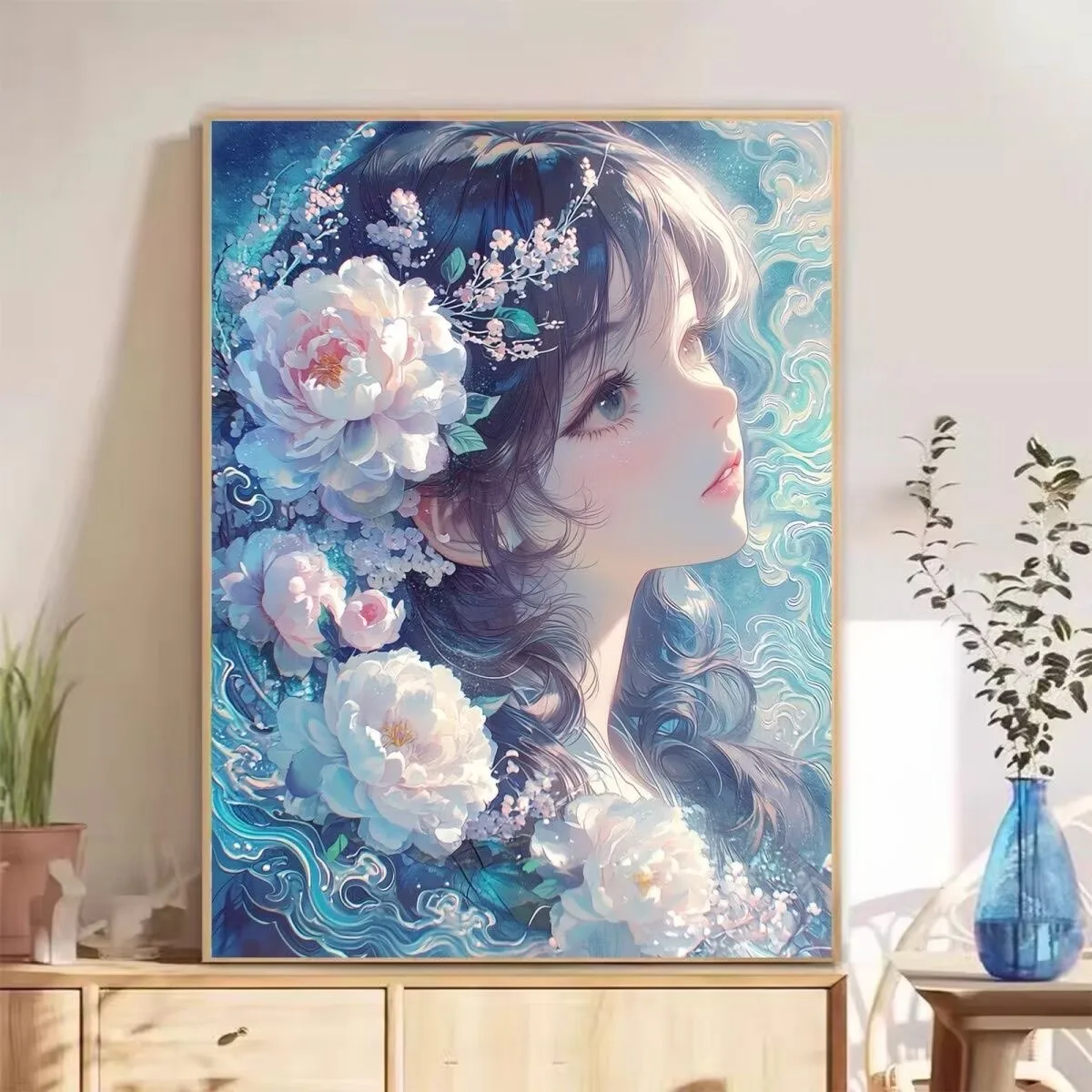 

9ct 75x95cm Beauty Girl Embroidery DIY Chinese Style Printed Kits Cross Stitch Needlework Home Decor Crafts 65 Colors