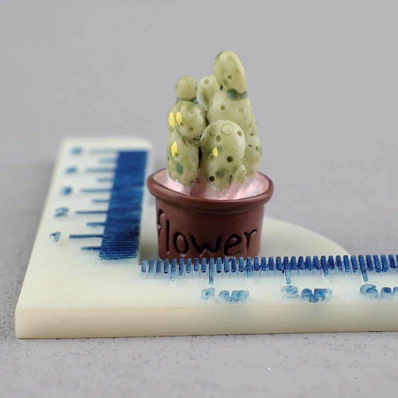 20pcs Resin Kawaii 3D Cactus Miniature Flatback Cabochon Pot Plant Figurine Home Decor DIY Scrapbook Craft Bow Accessories