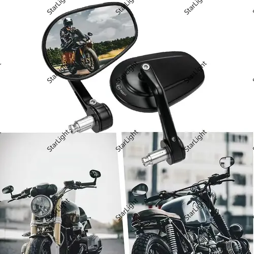 Espejos laterales de ángulo ajustable para motocicleta de 7/8 "", espejo Universal para manillar de extremo de barra de patinete, accesorios para espejo retrovisor