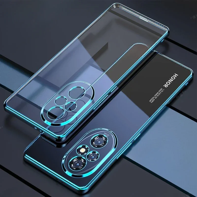 Para huawei honor 200 pro galvanoplastia caso de telefone para honor200 200pro lente com tudo incluído silicone macio escudo capa