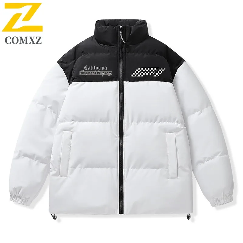 

COMXZ мужское пальто-паркер, теплое пальто с коротким воротником-стойкой, модная повседневная зимняя куртка для катания на лыжах и путешествиях, 2025 г., высококачественное стеганое пальто для кемпинга