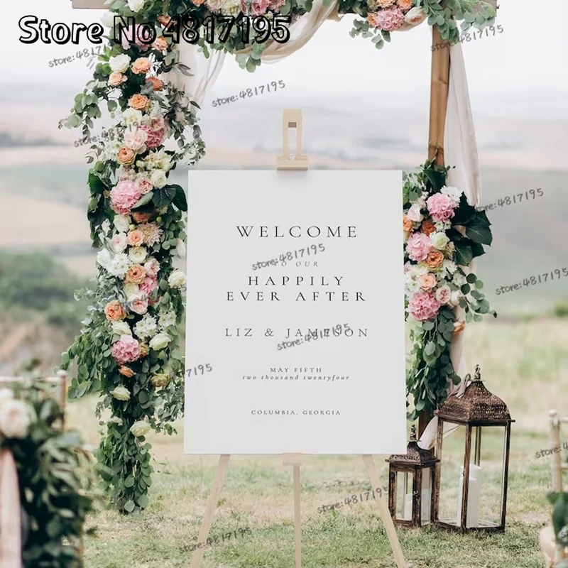 Wedding Welcome Sign Happily Ever After Sign Welcome To Our Wedding Sign Decor Custom Name Wedding Sign Welcome Vinyl Stickers