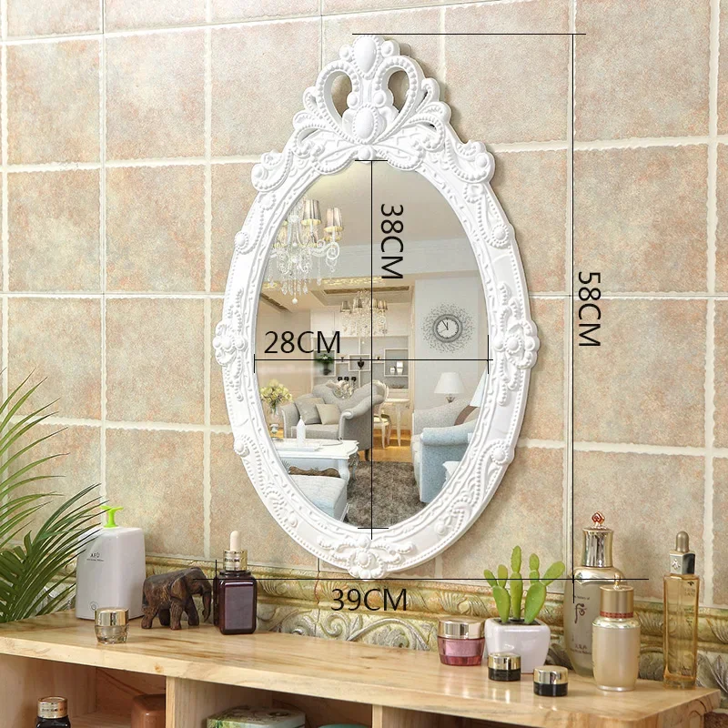 Korean Style Vintage Wall Mirror Vanity Bathroom Oval Macrame Antique Mirror Portable Hanging Dorm Room Espejos Household Goods