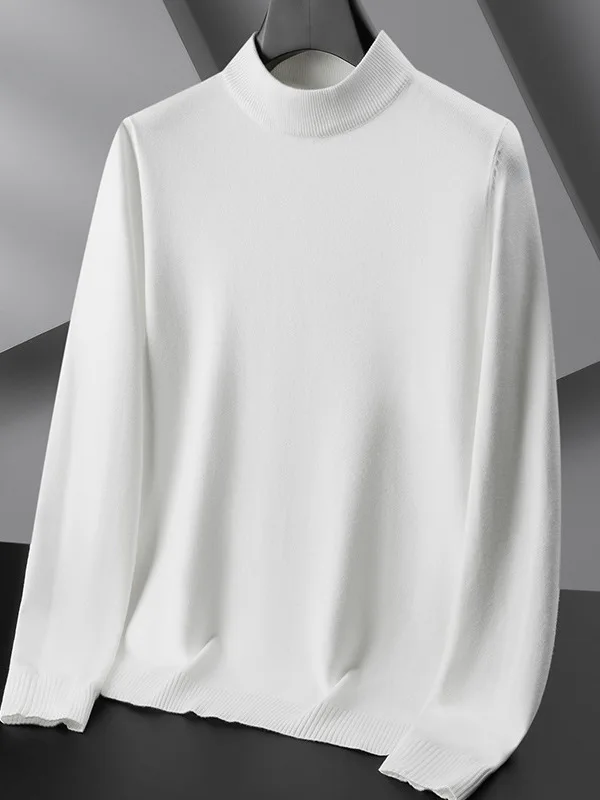 Pull ample tricoté pour hommes, couche de Base à col haut, couleur irt, fait assorti avec tout, haut chaud et Long pour l'hiver