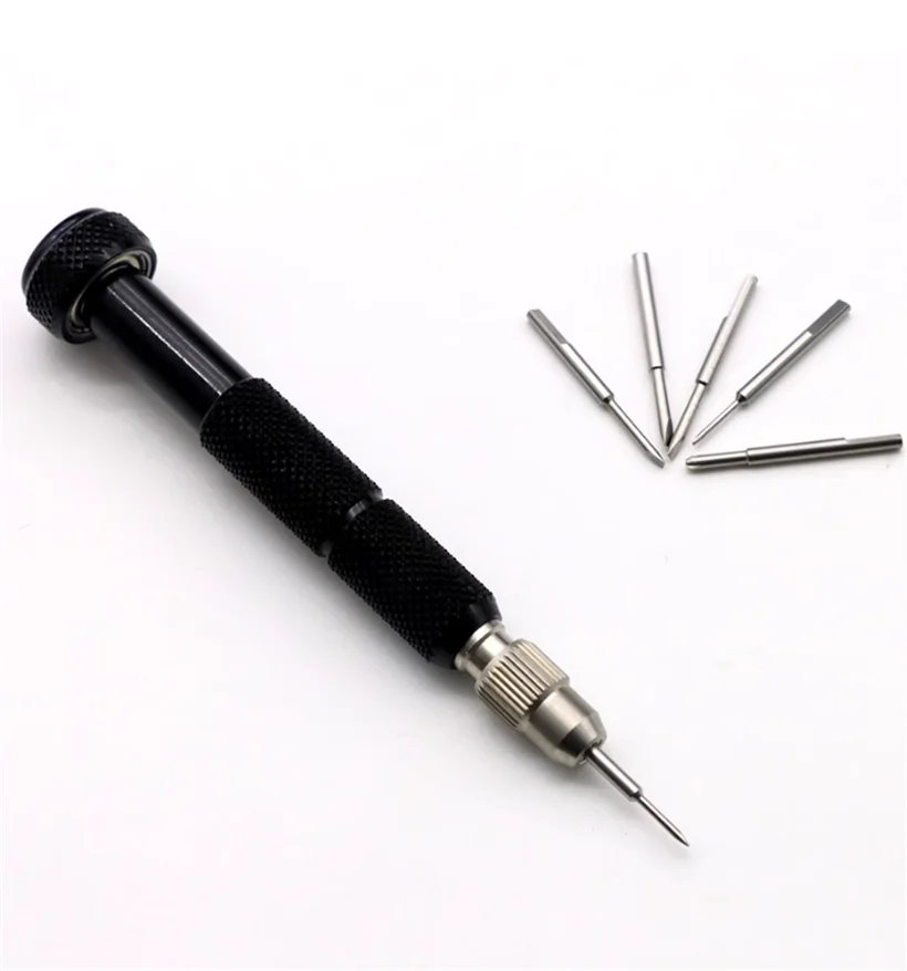 Watch Accessory Repair Tool 6-in-1 Lnterchangeable Head Stainless Steel Watch Screwdriver Set Mini Screwdriver