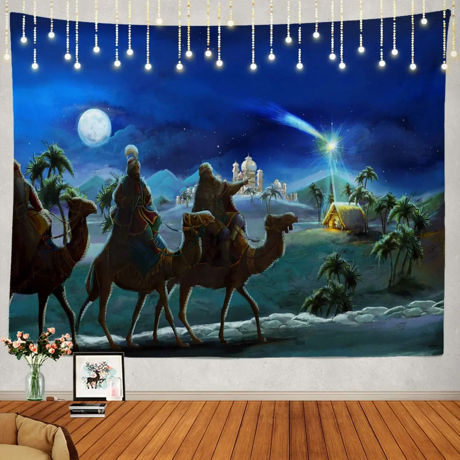 Jesus Christmas Scene Bethlehem Star Wise Men Bible Wall Hanging Tapestry Decorations