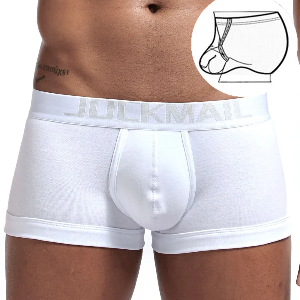 JOCKMAIL Sexy Ring Design Men\'s Underwear Cotton Fashion Boxer Briefs Low Waist Sports Swim Trunks Gym Shorts Male Underpants