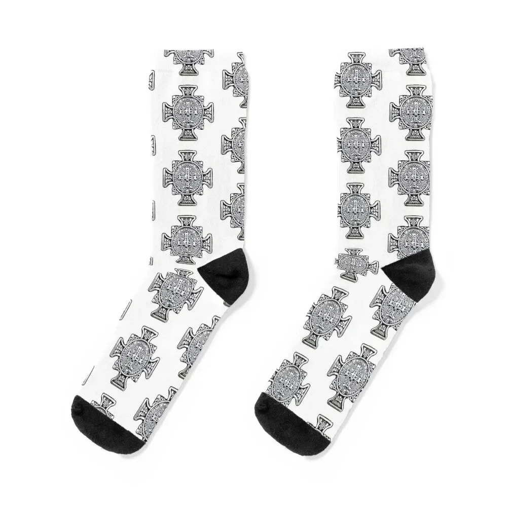 

Saint Benedict Medal (Cross-shaped) Socks designer brand with print Socks Men's Women's