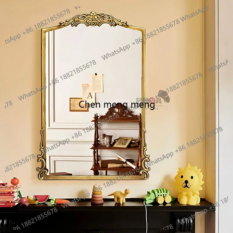 Bathroom Shaped bathroom mirror Bedroom porch French retro decorative mirror wall hanging