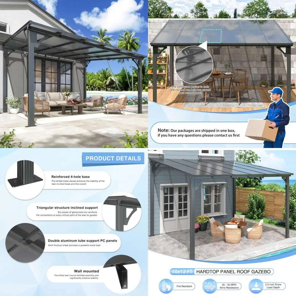 

"10x12 Foot Hardtop Gazebo with Pergola Awnings for Patio Shade and Rain Protection"