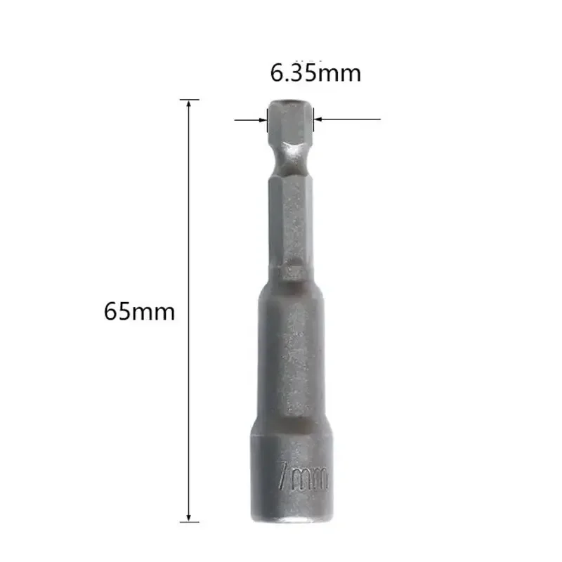 6mm-19mm Impact Socket Magnetic Nut Screwdriver 1/4 Hex Key Set Drill Bit Adapter for Power Drills Impact Drivers Socket Kit