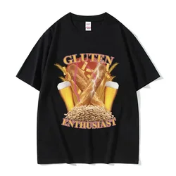Funny Gluten Enthusiast Meme Graphic T Shirt Men's Fashion Cotton Short Sleev T-shirts O-Neck Loose Oversized T-shirt Streetwear