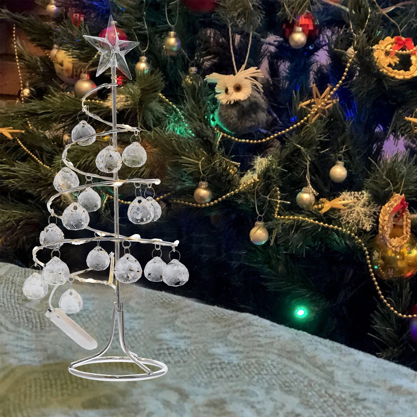

Glowing Christmas Tree Desktop Decorations Small Lights Simulated Lighted Artificial