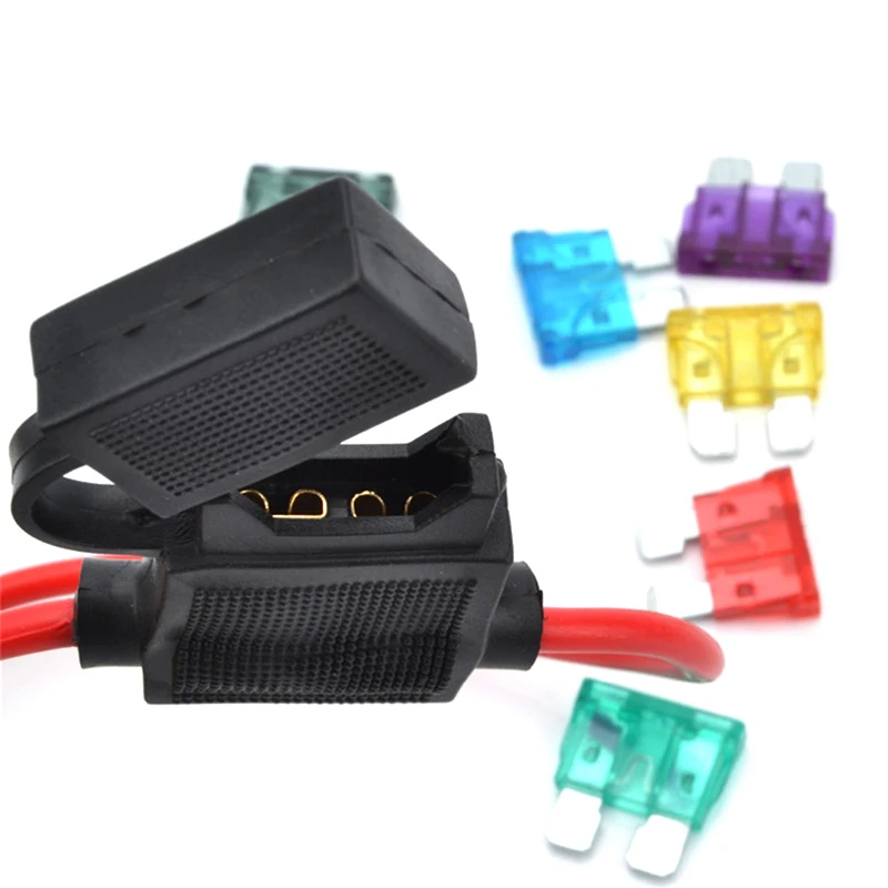 New Car Splash Proof In-line Standard Blade Fuse Holder Box 5/10/15/20/25/30A Fuses