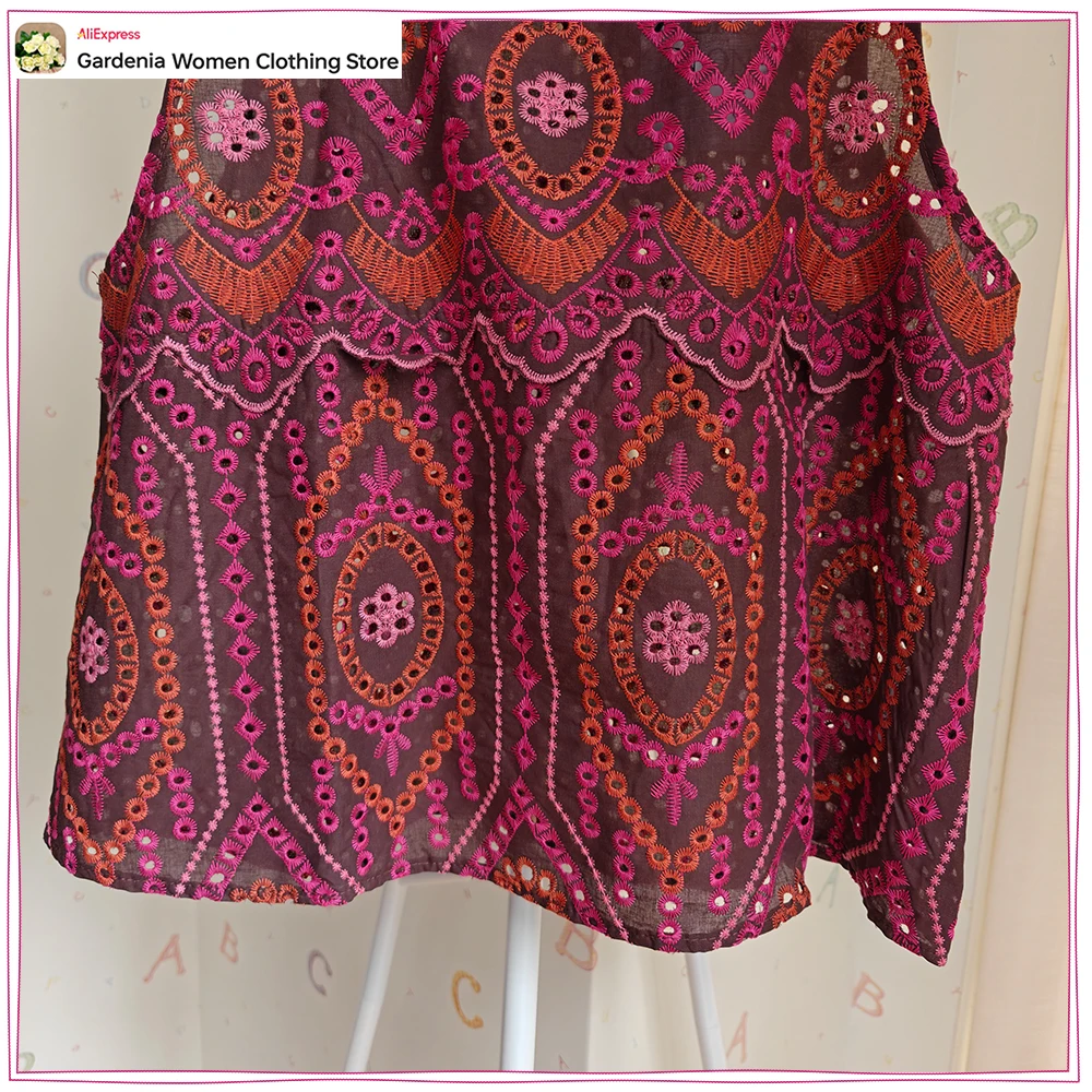Elegant Women Embroidered Eyel - Embroidery Eyelet ulasan dan harga