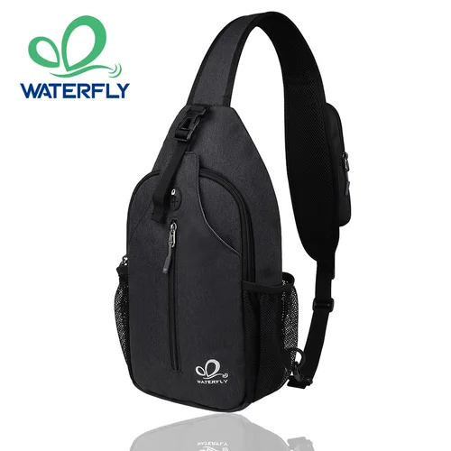 WATERFLY Sling Bag Paquete de pecho hombro bandolera Sling mochila para mujeres hombres viaje senderismo pecho bolsa mochila
